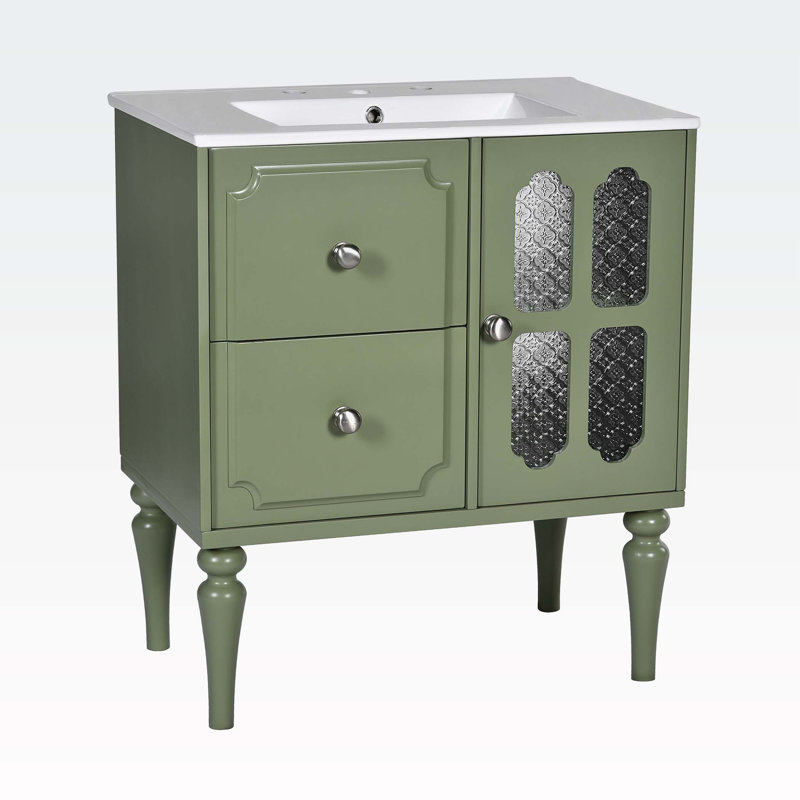 Ensemble de meuble-lavabo de style rétro 30 po avec lavabo en résine