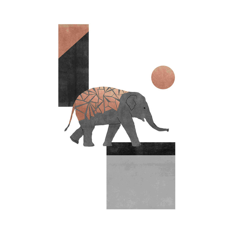 Éléphant mosaïque I - impression, H 20 po x l 20 po, Non, Wrapped Canvas