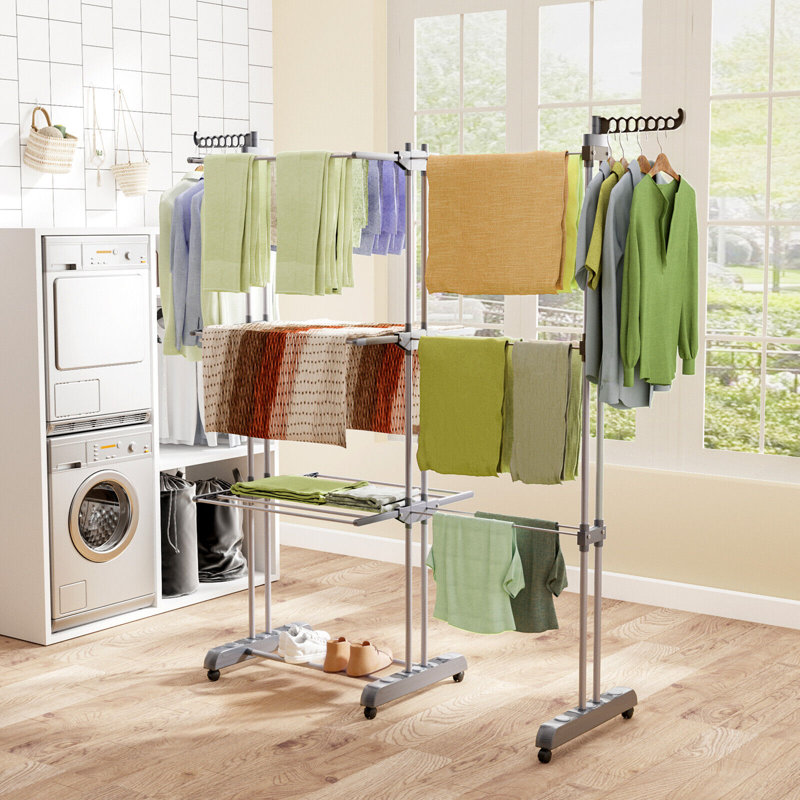 Bole Adjustable Rolling Clothing Rack, Grey