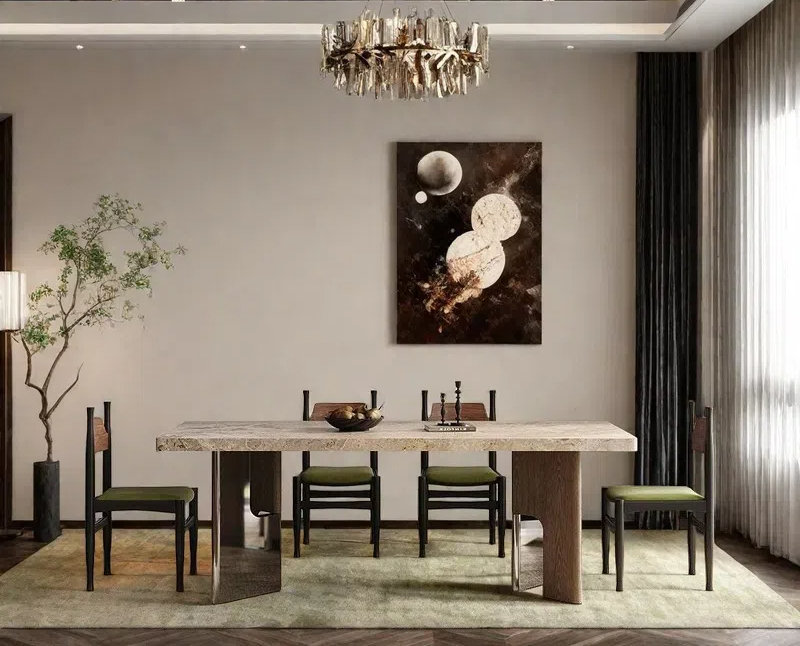 Ensemble de table et chaises Vintage Rock Plate., H 30,31 po x L 70,87 po x l 31,5 po