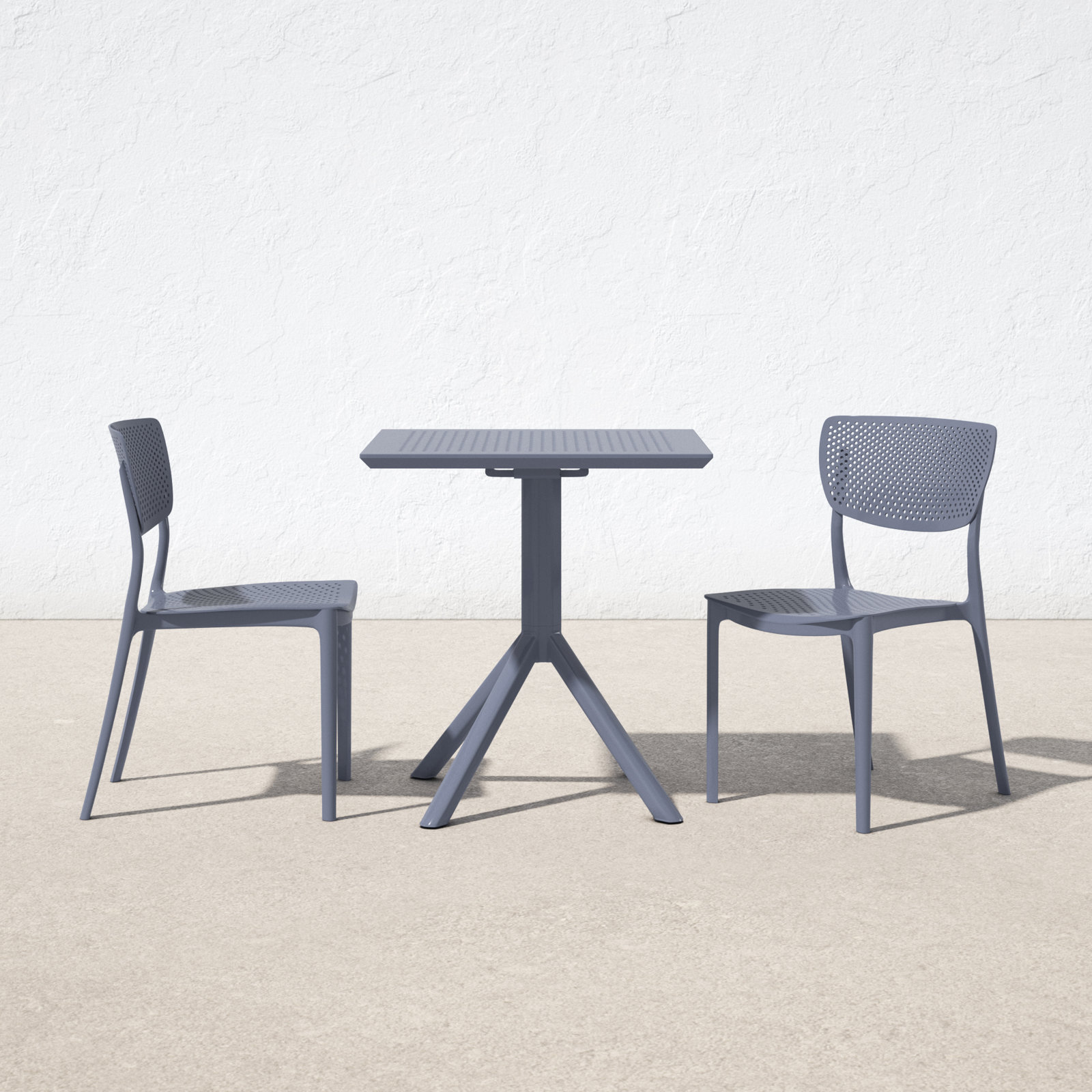 Farrah 31" Square 2-Person Bistro Set, Dark Gray, 27.5" D x 27.5" W x 29.5" H