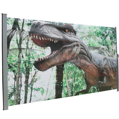 Store latéral rétractable de 180 cm de haut et 350 cm de profondeur, protection UPF 50+, toile grise, coupe-vent et occultant, idéal pour balcon, design américain, impression UPF 50+, gris, imperméable.