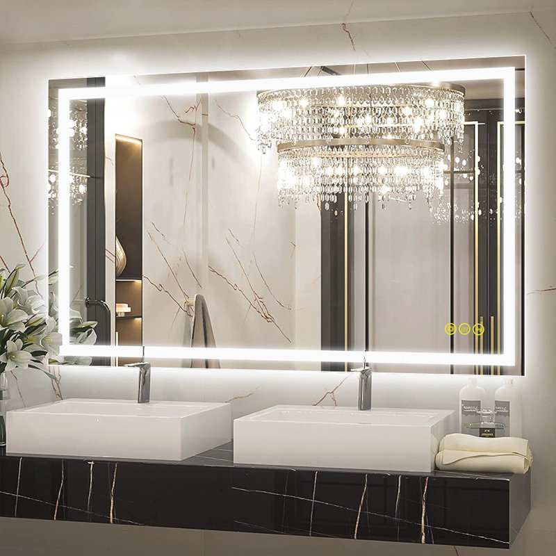 Amirie Rectangular Bathroom Led Mirror Backlit Touch Switch Dimmable 3CCT Anti-fog, 40" x 24"
