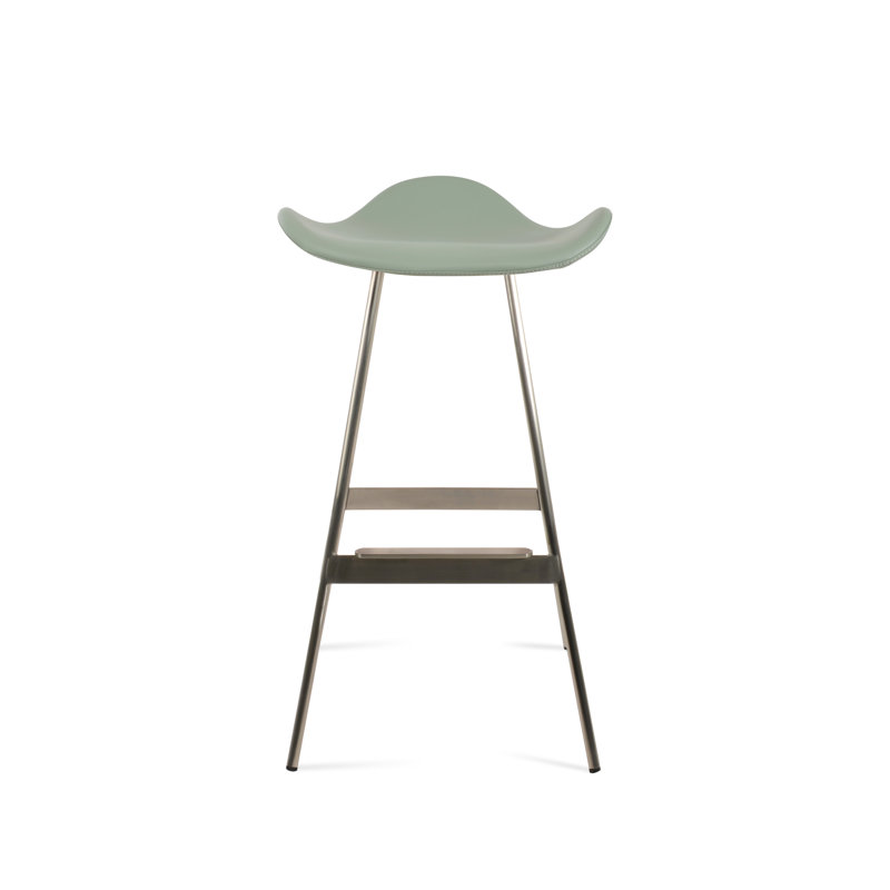 Tabouret Falcon Balat, Acier Inoxydable, Matériau menthe en microfibres de polyester et de