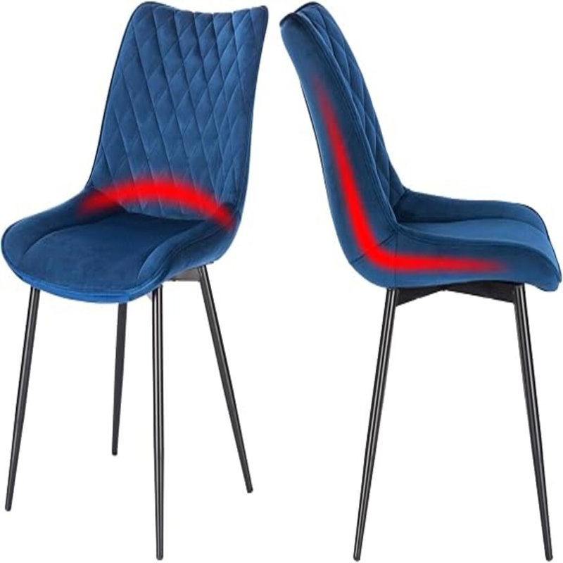 Dining Chairs Set of 2 - Kitchen & Living Room Counter Chairs with Velvet, Padded Seat & Backrest