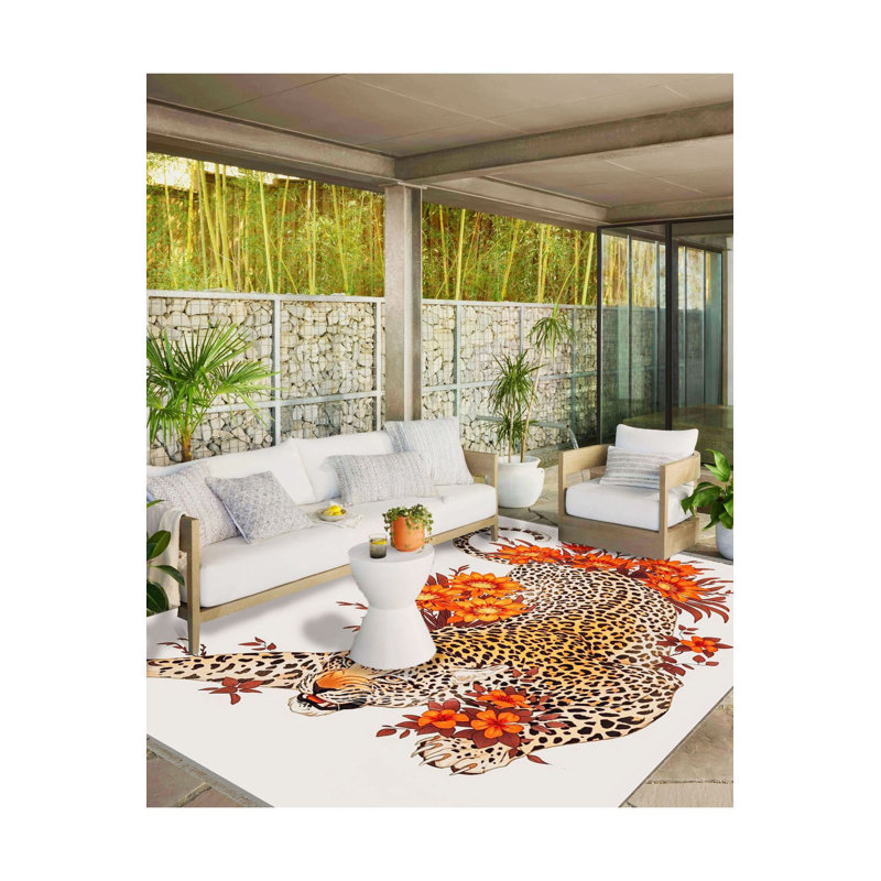 Tapis motif léopard et motif floral moderne lavable à la machine, Tapis de couloir 3 pi 3 po x 9 pi 10 po