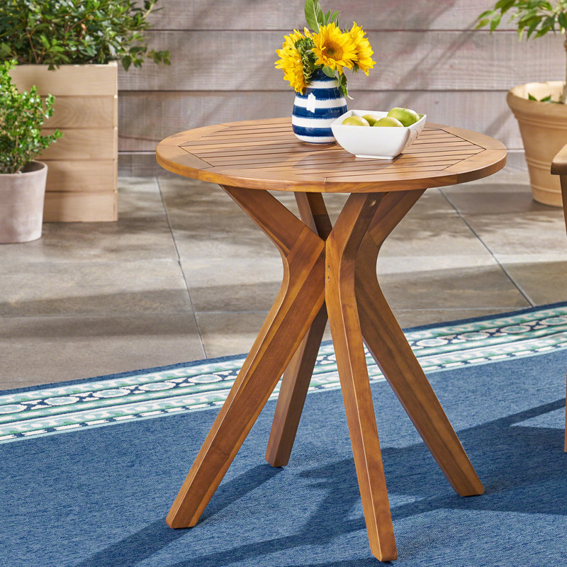 Pericles Round Outdoor Side Table , 27.5'' in. W 27.5'' in. D, Teak