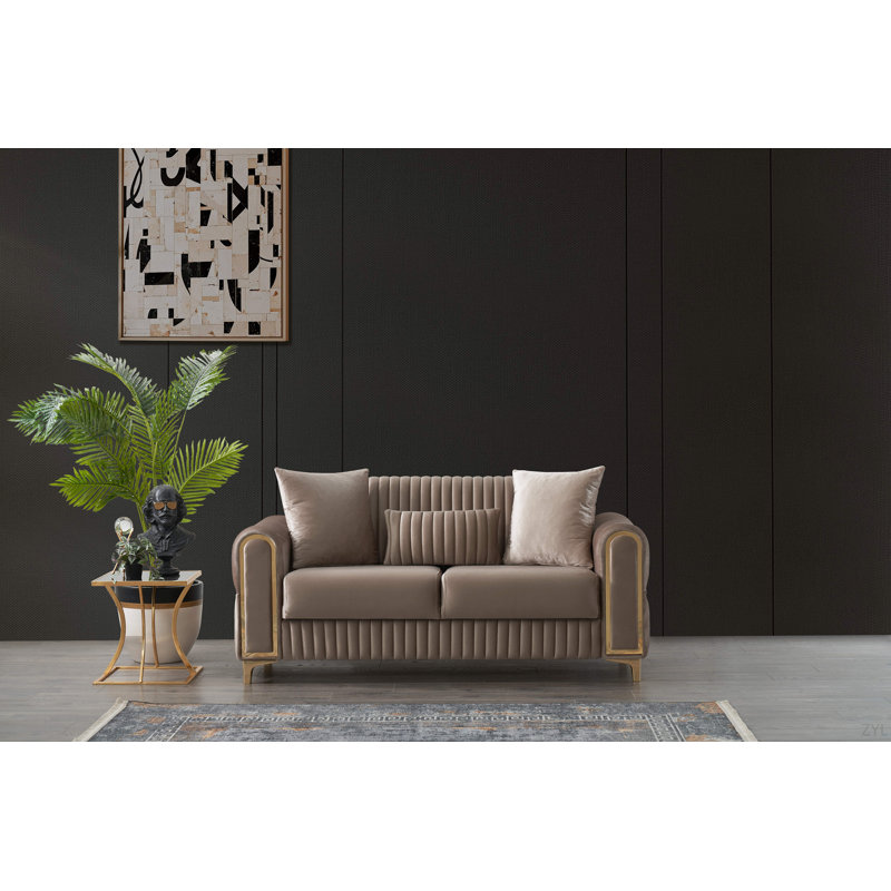 Causeuse convertible en tissu de velours Melody, Taupe
