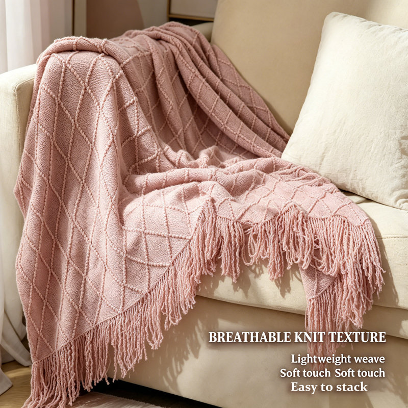 Hand Woven Blanket, 152 x 203cm, Pink