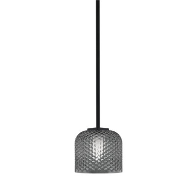 Mariko Stem Hung Mini Pendant Shown In  With 6" Smoke Textured Glass
