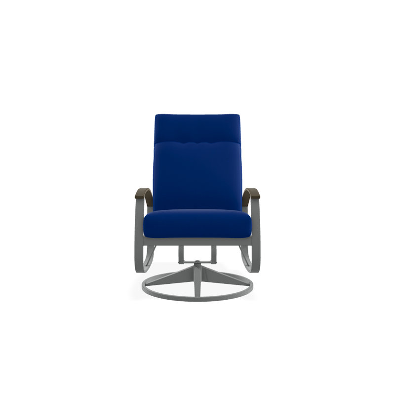 Chaise berçante pivotante réglable avec coussins Askar, Toile Sunbrella® bleu pacifique, Bois de plage P40, Graphite texturé