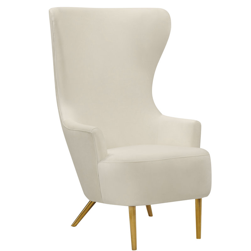 Julia Velvet Wingback Chair, White Velvet