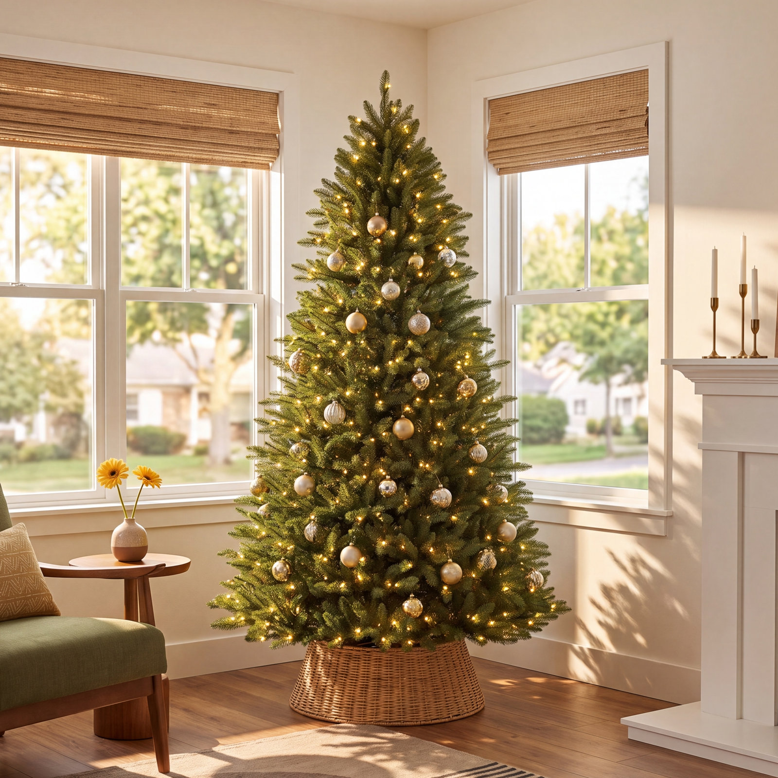 90' Lighted Artificial Fir Christmas Tree