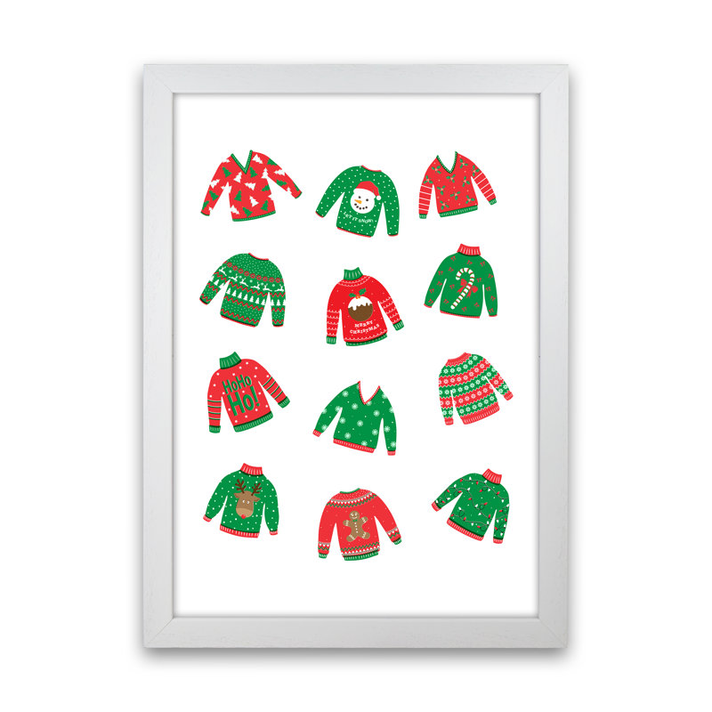Christmas Jumpers - Print, 34cm H x 25cm W x 3cm D, White Framed