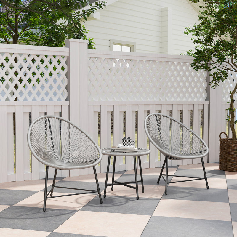 Round 3 - Piece 2 - Person 45Cm L Outdoor Bistro Set, Black/Grey