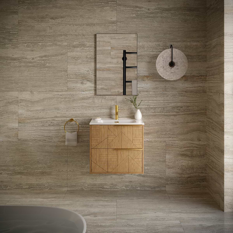 Kora 24.02" Wall Mounted Single Bathroom Vanity with Top, Gold