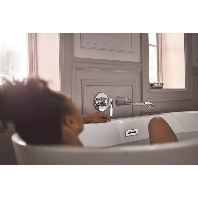 Doux Single Handle Wall Mount Tub Filler High Flow Tub Faucet With 10" Spout Reach, Matte Black
