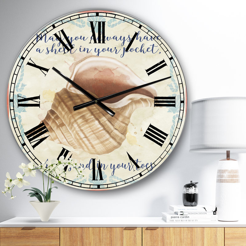 Horloge murale marine et côtière surdimensionnée Sea Shells-B, Petit