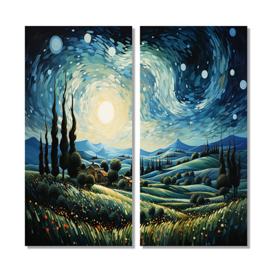 Vangogh The Swaying Cypress I - Teal Wall Art