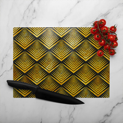 Geometric Flower Pattern Glass Chopping Board