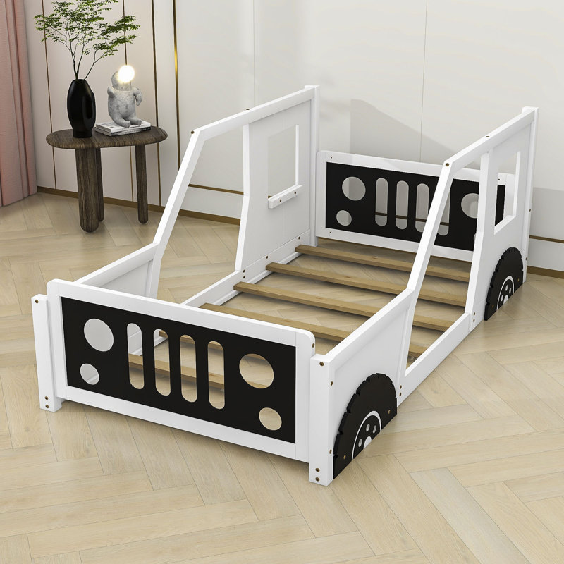 Lit plateforme simple avec roulettes, Blanc