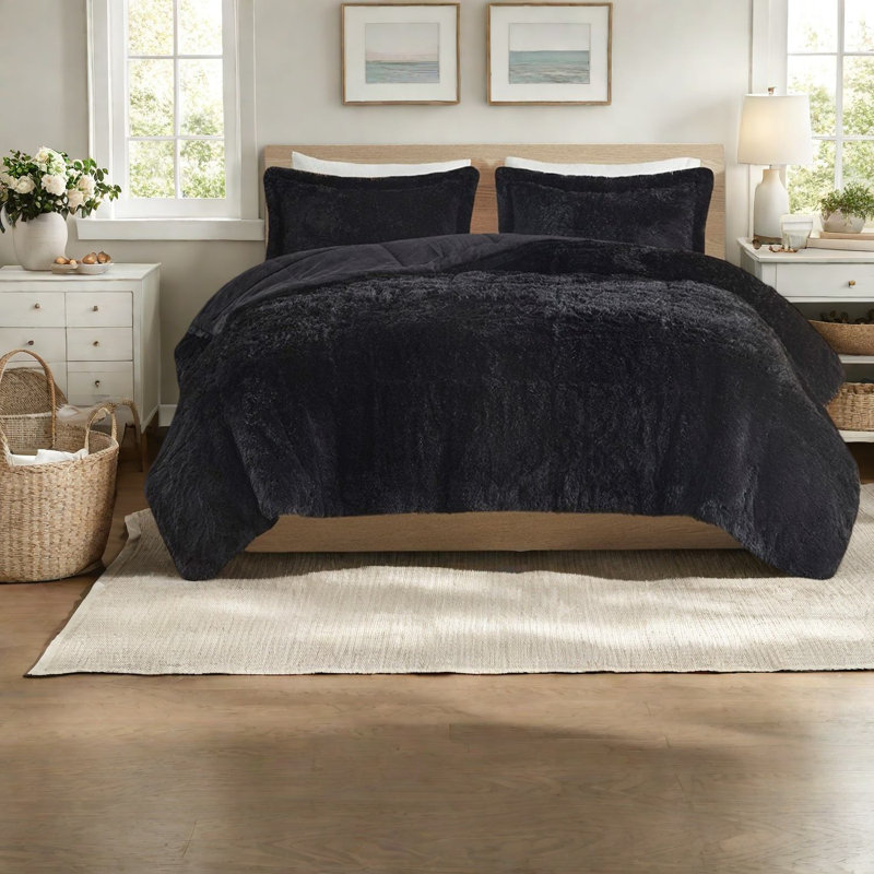 Cozy Shaggy Fur Bedding Set, Polyester Contemporary Twin/twin Xl Comfort