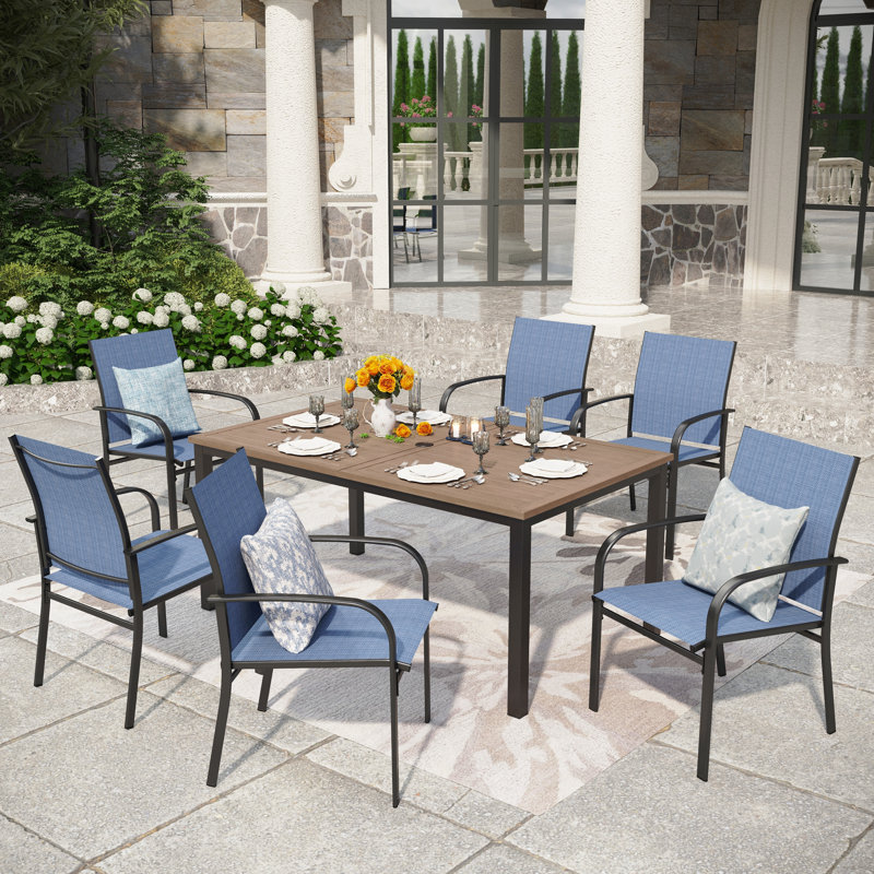 Ensemble de salle à manger rectangulaire pour 6 personnes 64 po, Bleu