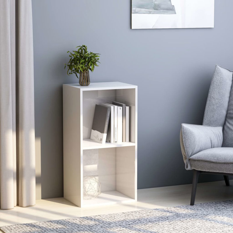 Bookshelf Engineered Wood, White, (2 Shelves) 76.5cm H x 40cm W x 30cm D