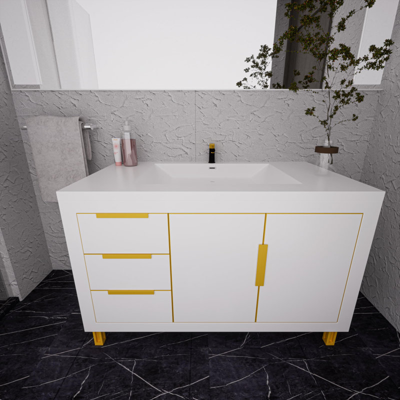 35.44'' Single Bathroom Vanity with Acrylic Top