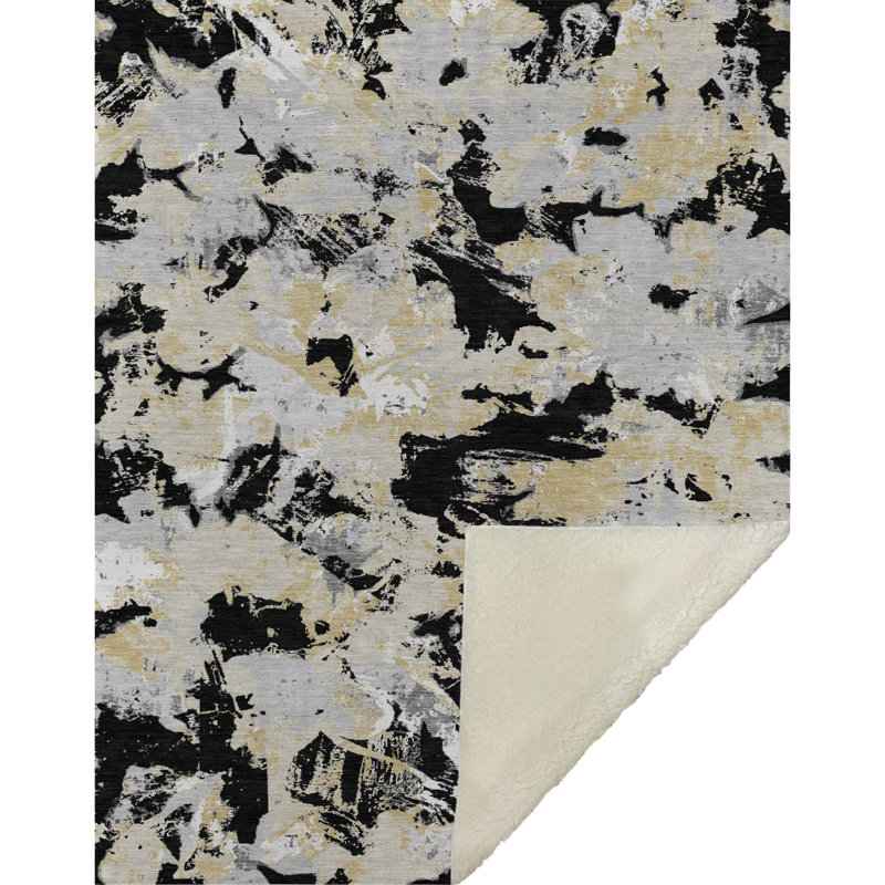 Jeté floral Sherpa ASB885 Addison, Noir