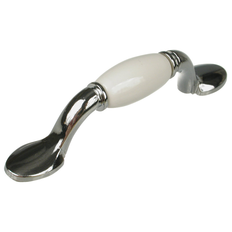 Poignée arche 3 po Expression, Chrome / blanc