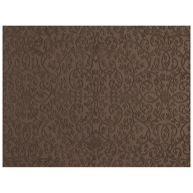 Wool Damask Area Rug in Brown, Rectangle 9' x 12'