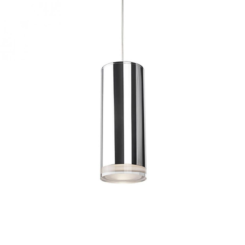 Cameo 1 - Light LED Pendant, 7.5" H x 3.13" W x 3.13" D, Chrome, Chrome