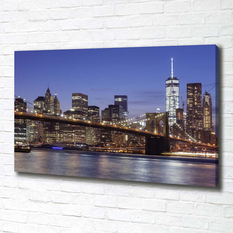 Manhattan By Night - Wrapped Canvas Print