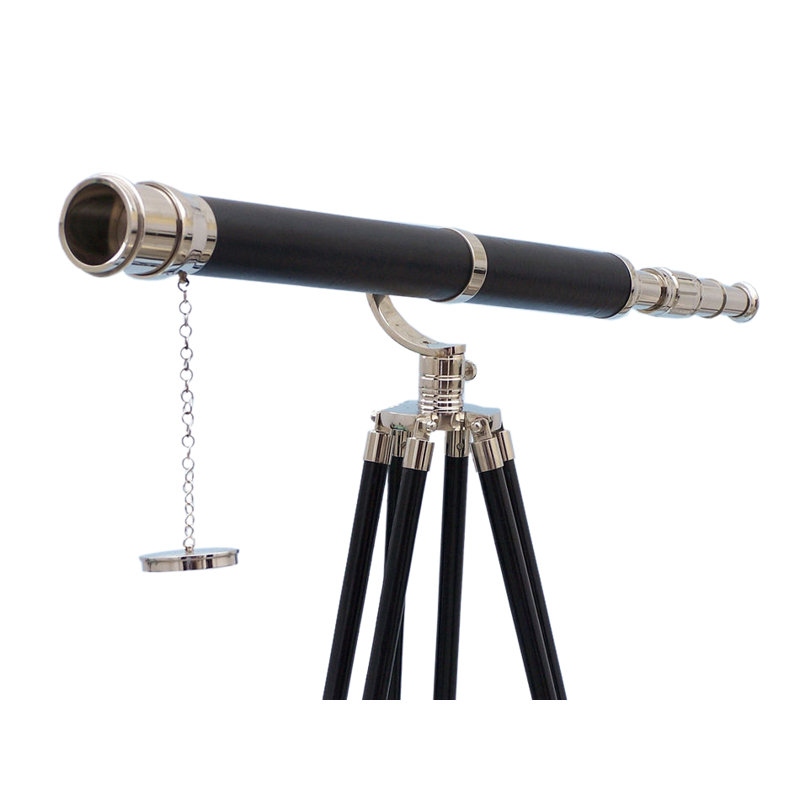 Télescope en réfractaire galileo, Chrome / Cuir