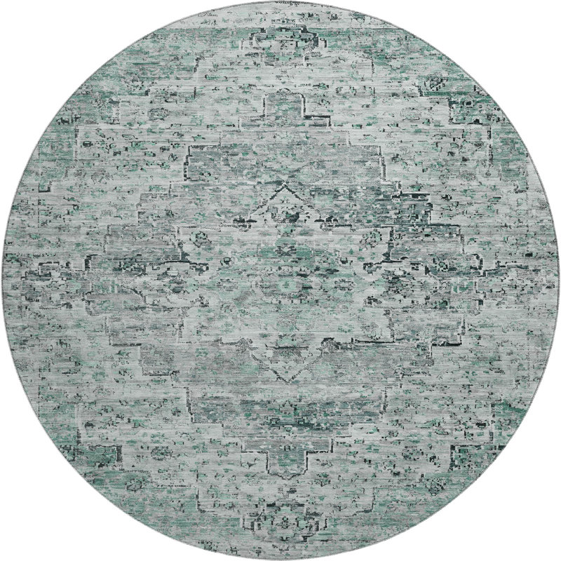 Premium Machine Washable Ashington AMF1832 Global Rug, Round 8'