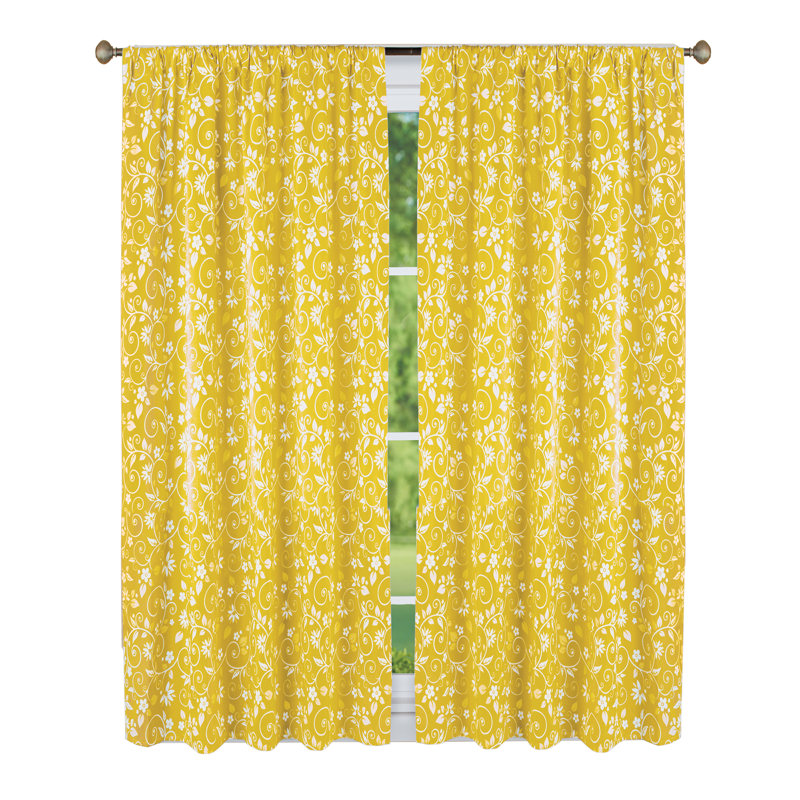 Panneau de rideau semi-transparent en microfibre, L 52 po x L 63 po, Jaune