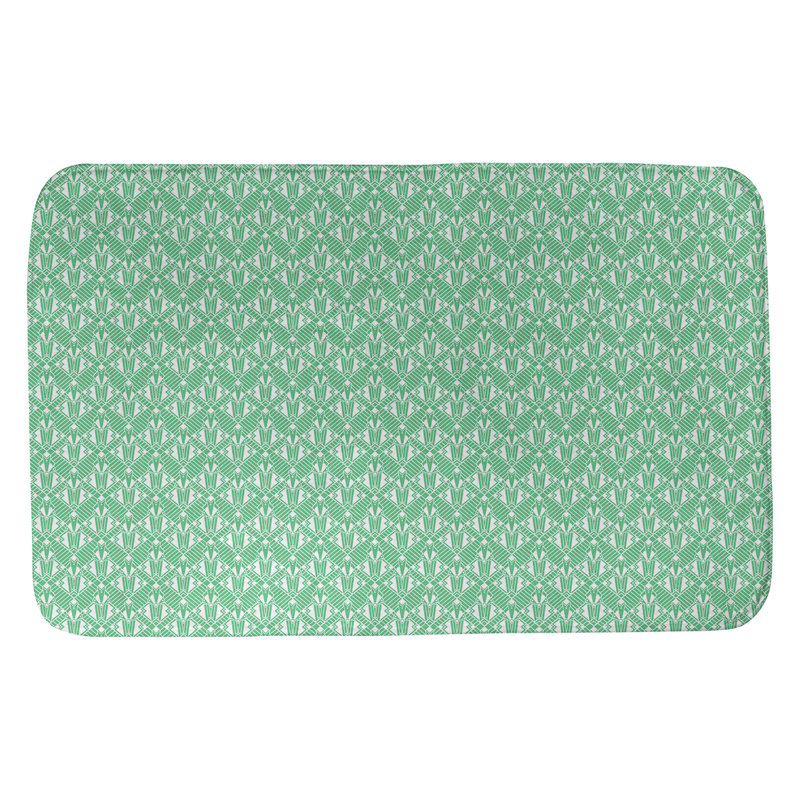 Tapis de salle de bain déco Leffel, l 21 po x L 34 po, Vert / blanc
