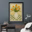Tulipes jaunes dans un vase blanc sur une table à carreaux, reproduction d'art sur toile encadrée-666677290-666677295