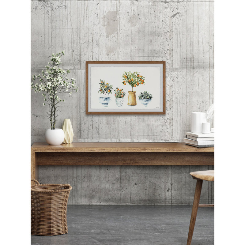 Little Orange Trees - Single Picture Frame Painting, 20cm H x 30cm W x 3.81cm D