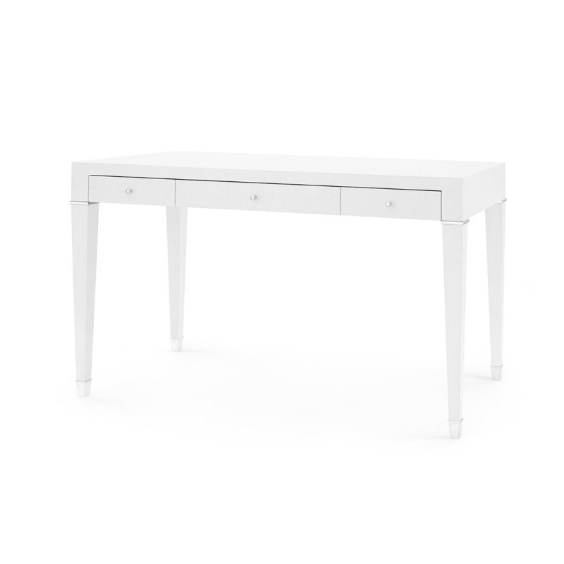 Claudette Writing Desk, White/Nickel