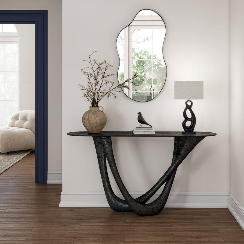 Buckwalter Asymmetrical Metal Framed Wall Accent Mirror, Black, 82cm H x 48cm W