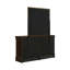 Commode et miroir larges Nim avec garniture moulée, 6 tiroirs, brun foncé-117056028