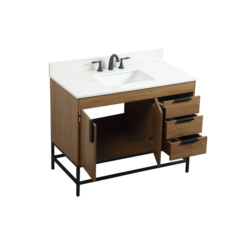 Ensemble de meuble-lavabo simple 42 po Eugene, Brun noyer