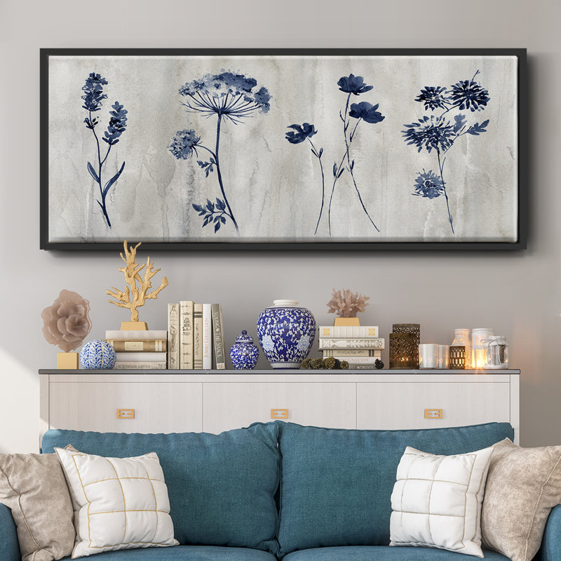 Toile encadrée indigo, H 8 po x l 20 po