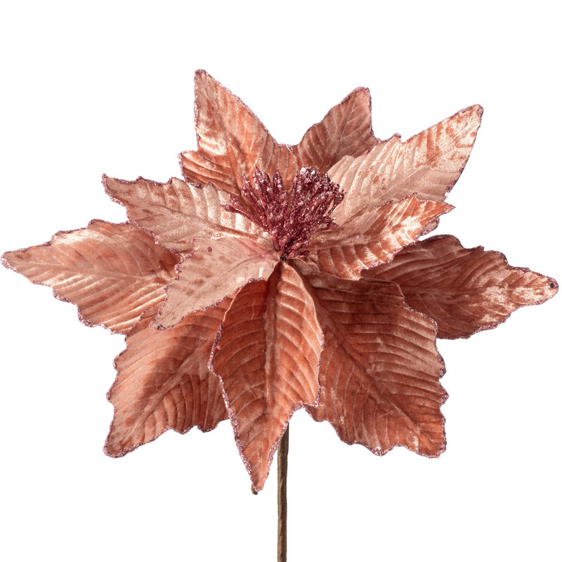 Fabric Poinsettia Arrangement, 40cm H x 32cm W x 32cm D, Pink