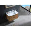 Meuble-lavabo simple moderne de 91 cm (36 po) à texture cannelée, fini bois naturel, avec lavabo intégré en surface solide blanc mat-1700457870