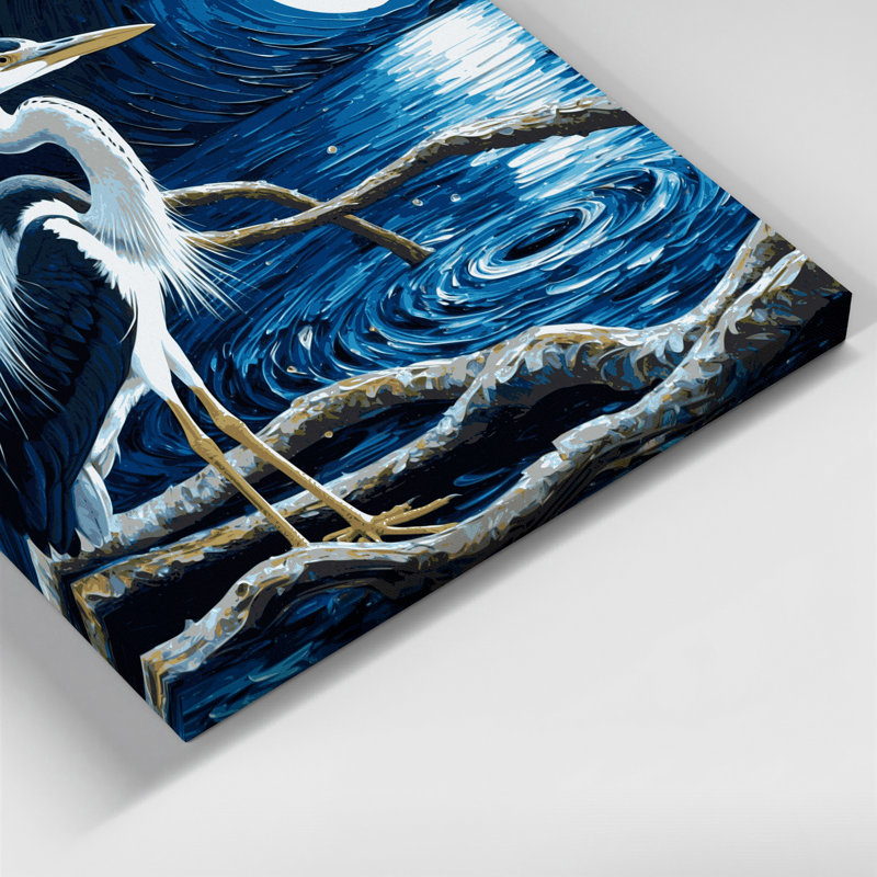 Oiseaux, art mural sur toile bleu, H 12 po x l 12 po