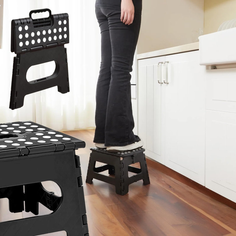 Small Folding Plastic Step Stool Black