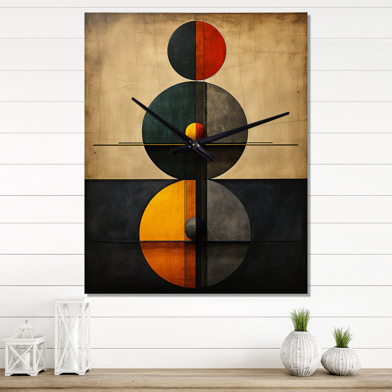 «Unraveling The Mystery Retro Geometrics III» - Horloge murale géométrique moderne surdimensionnée